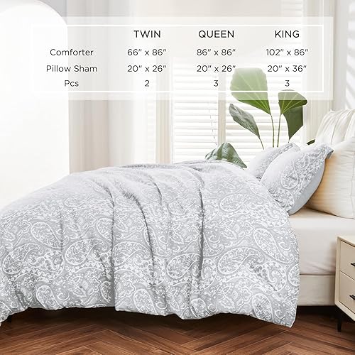 Miniatura 4 de Juego de edredón tamaño Queen de primavera, edredón suave para todas las estaciones, juego de ropa de cama ligero de 3 piezas, 1 edredón y 2 fundas