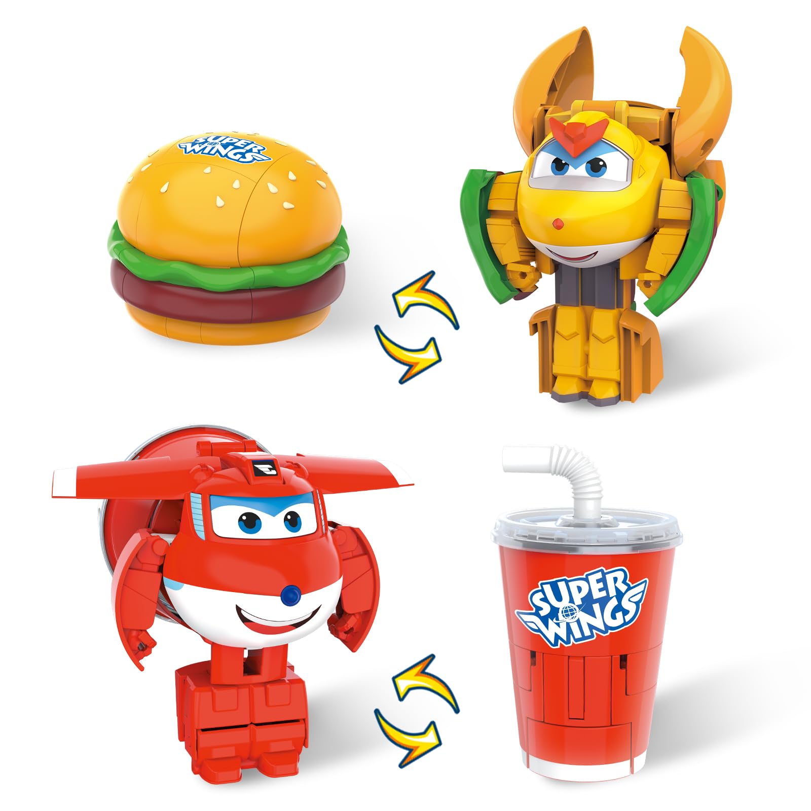 Super Wings Foodie Series Jett-Cola & Golden Boy-Burger Toys 2CPS