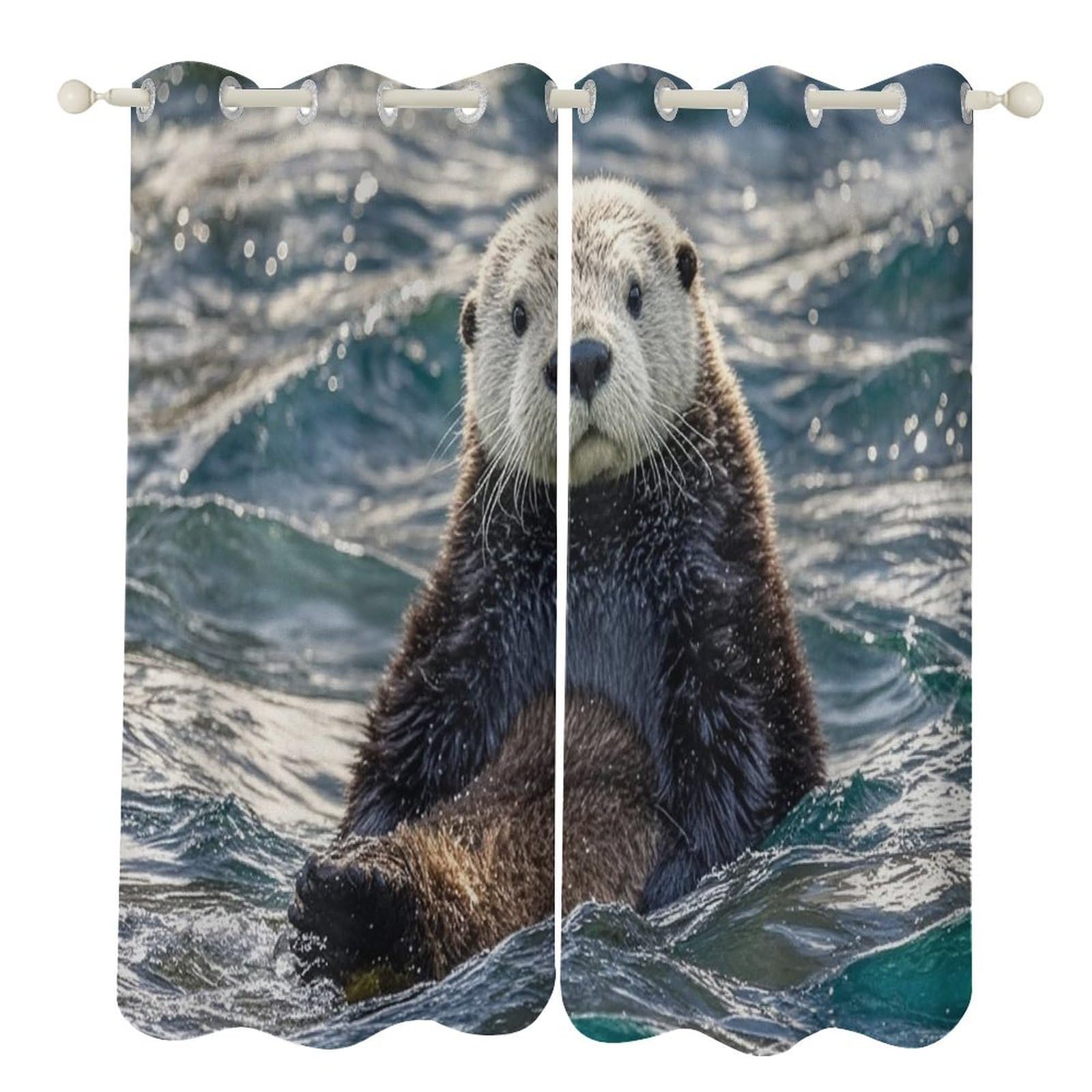 Rideaux occultants isolants thermiques 132x183cm loutre de mer salon