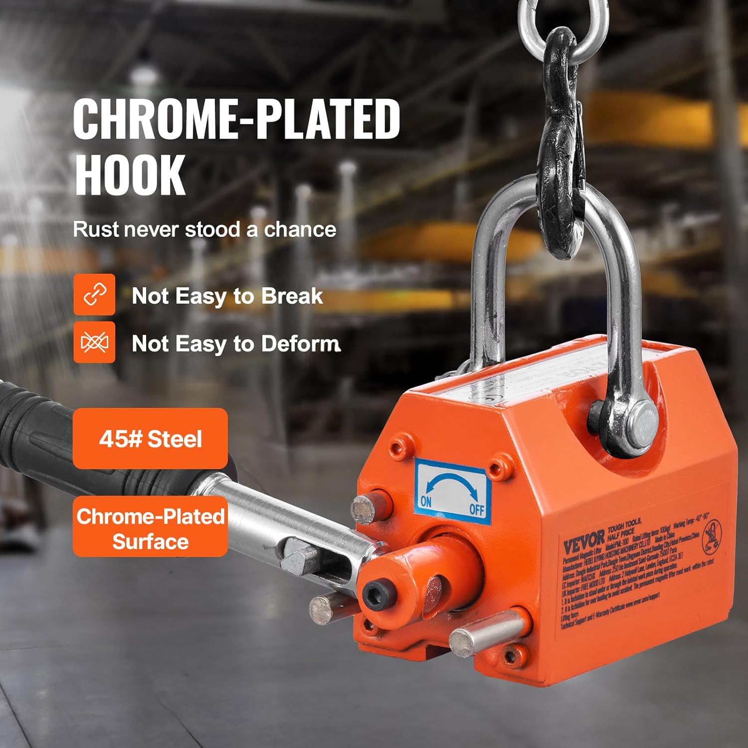 VEVOR Magnetic Lifter, 220 lbs/100 kg Pulling Capacity, 2.5 Safety Factor, Neodymium & Steel, Lifting Magnet with Release, Permanent Lift Magnets, Heavy Duty Magnet for Hoist, Shop Crane, Block, Board