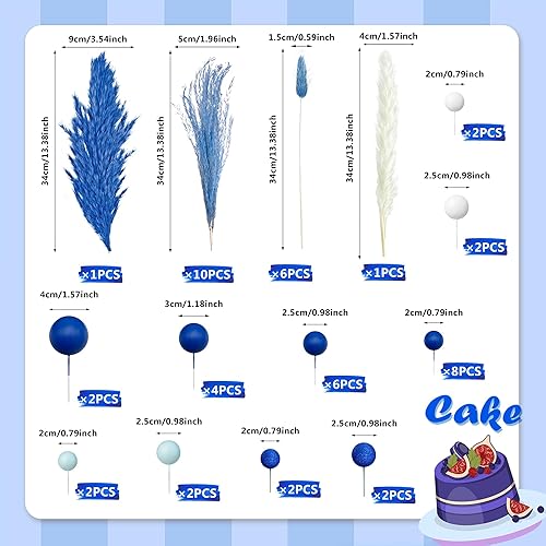 Miniatura 8 de 50 adornos bohemios para tartas, mini bolas, decoración para tartas de hierba seca de las pampas para decoración bohemia de tartas de boda, hogar