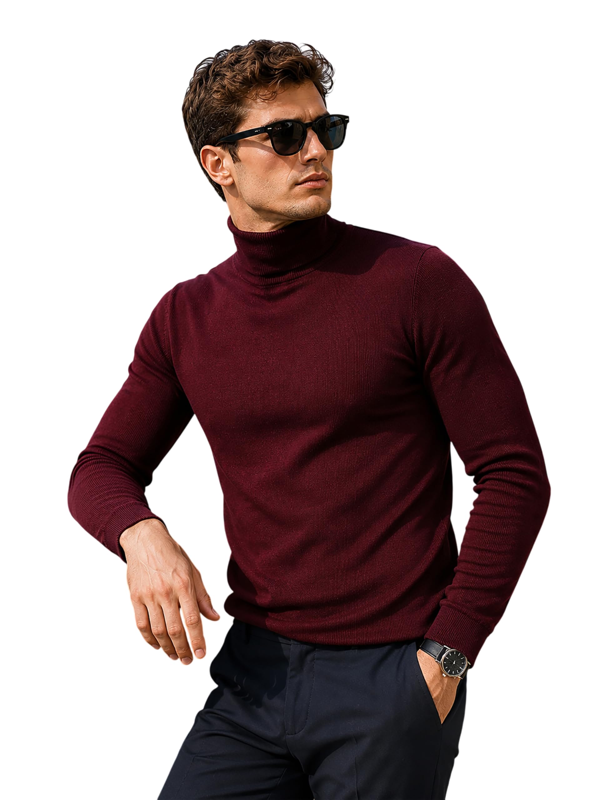 glito Cotton Ribbed Solid High Neck Winter Sweater for Men | Regular Fit | Full Sleeve | High Neck Collar | Winter Sweater for Men-picture-19