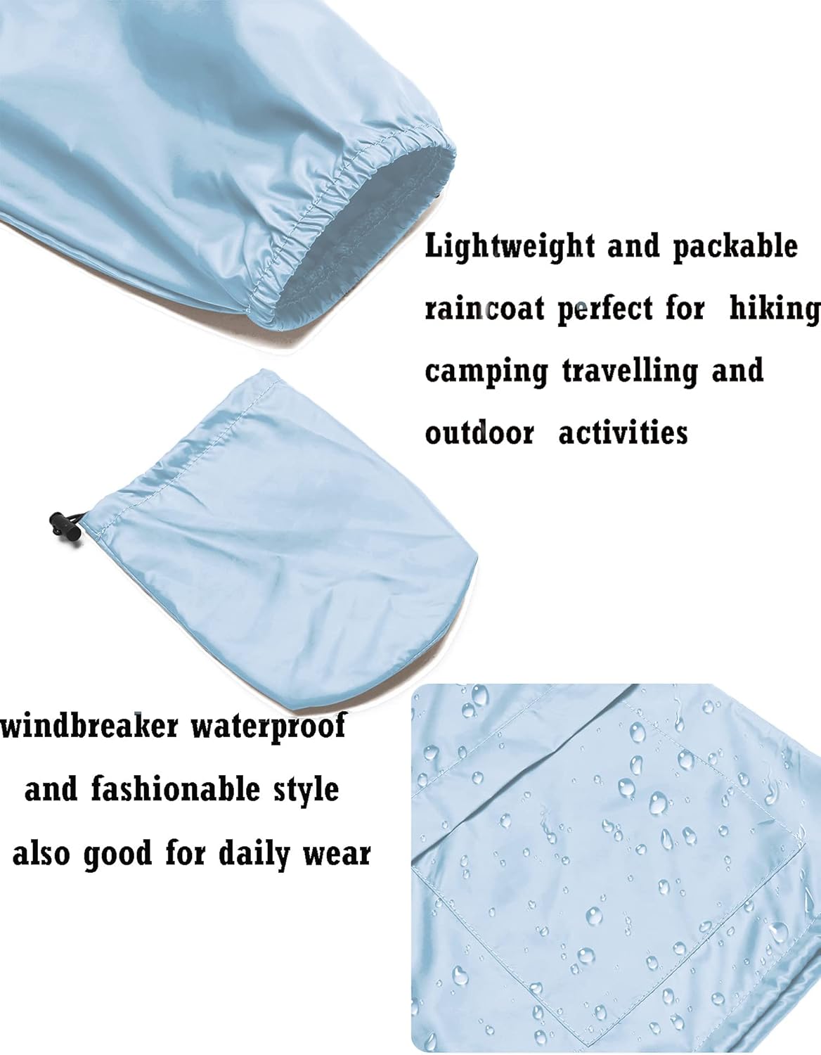 Avoogue Plus Size Raincoat Women Waterproof Rain Jacket Packable Outdoor Hooded Windbreaker - Image 5