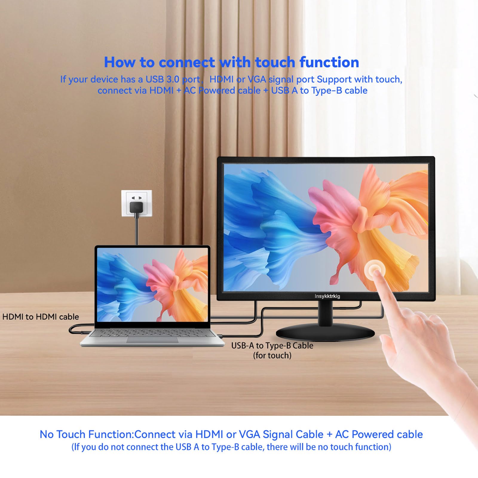 Monitor Touch Screen 19" FHD 1440x900, Display HDMI Multi-Touch, VGA Tipo B, Altoparlanti doppi, 60Hz, VESA, Ampio angolo di visione di 170°, Luminosità 300 cd/m², Regolazione