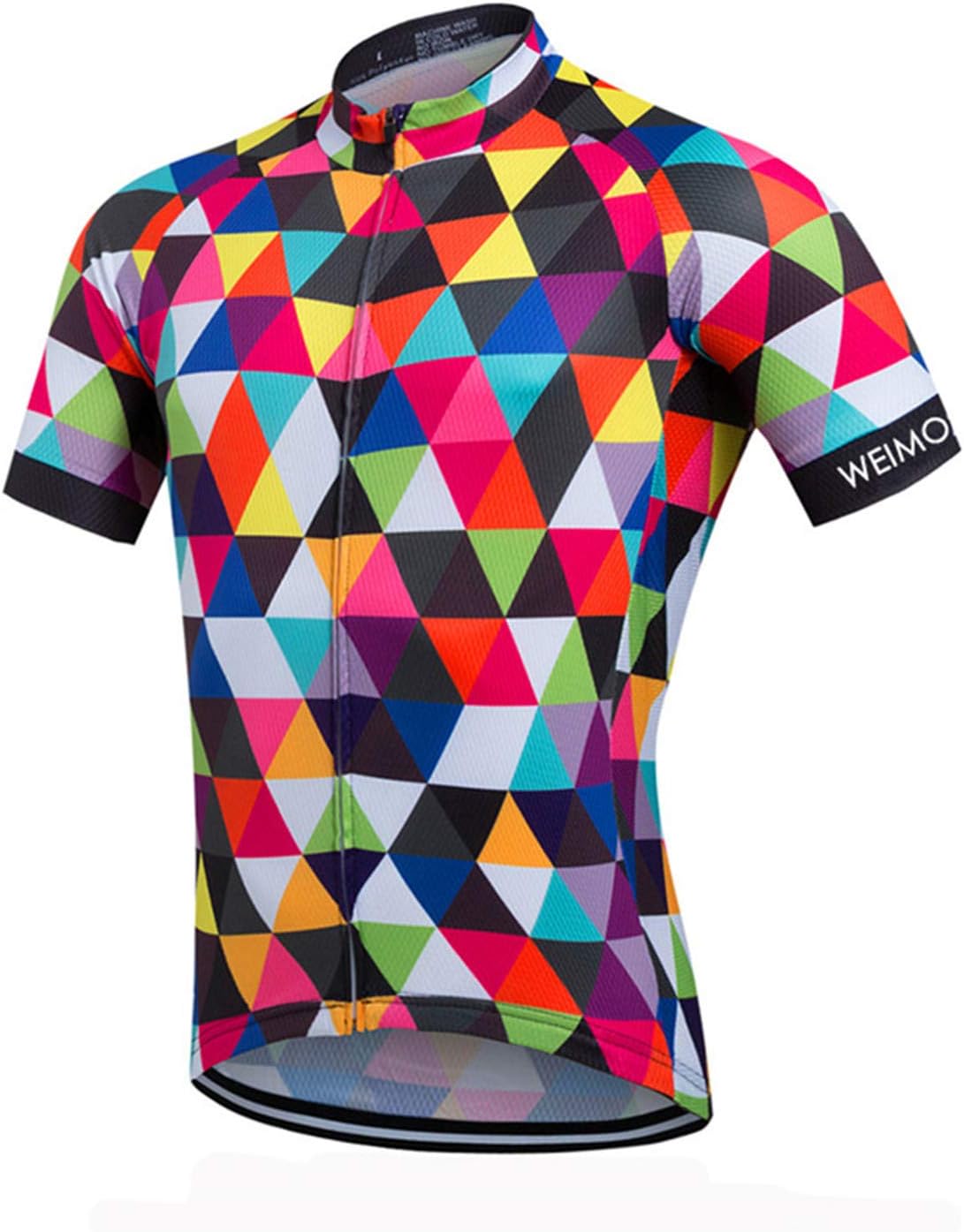 PSPORT Plaid Men's Cycling Jersey Short Sleeve Bike Shirts Road Cycling Shirts Mountain Bicycle Tops with 3 Pocket Reflective