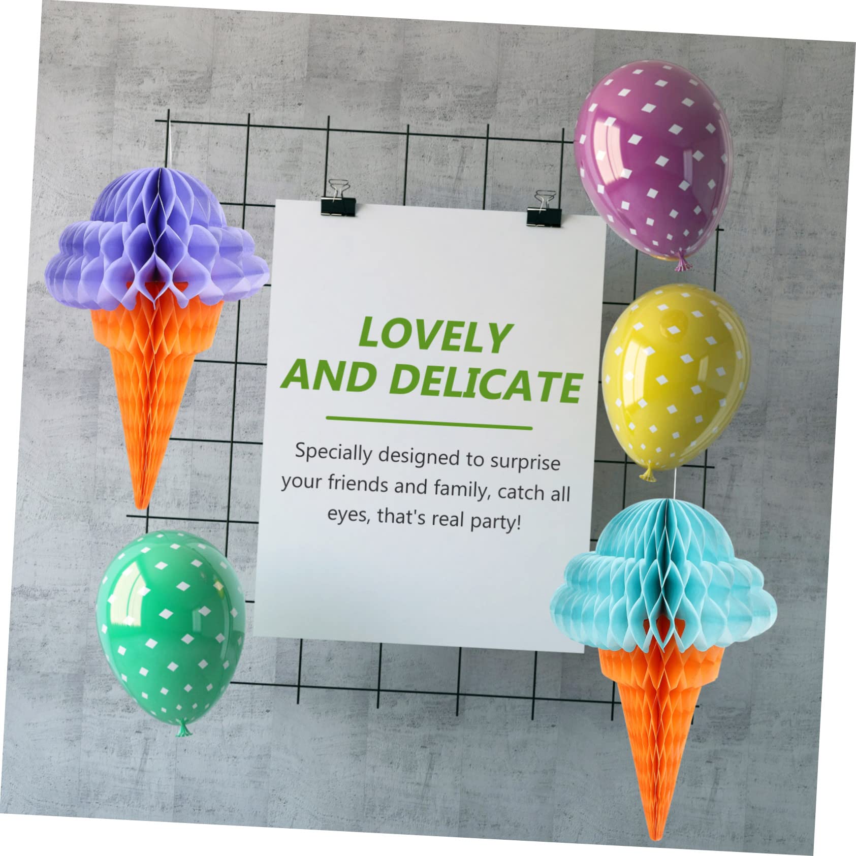 KOMBIUDA 15stücke Hawaii Party Dekoration Hängende Eiscreme Pendants Für Feste Honeycomb Adorn Für Lebendige Sommer-Events Zufällige Farben
