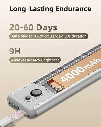 Miniatura 10 de EZVALO Luces para debajo del gabinete, 36 luces LED para debajo del gabinete, luz nocturna inalámbrica, funciona con pilas, 3300 K con control