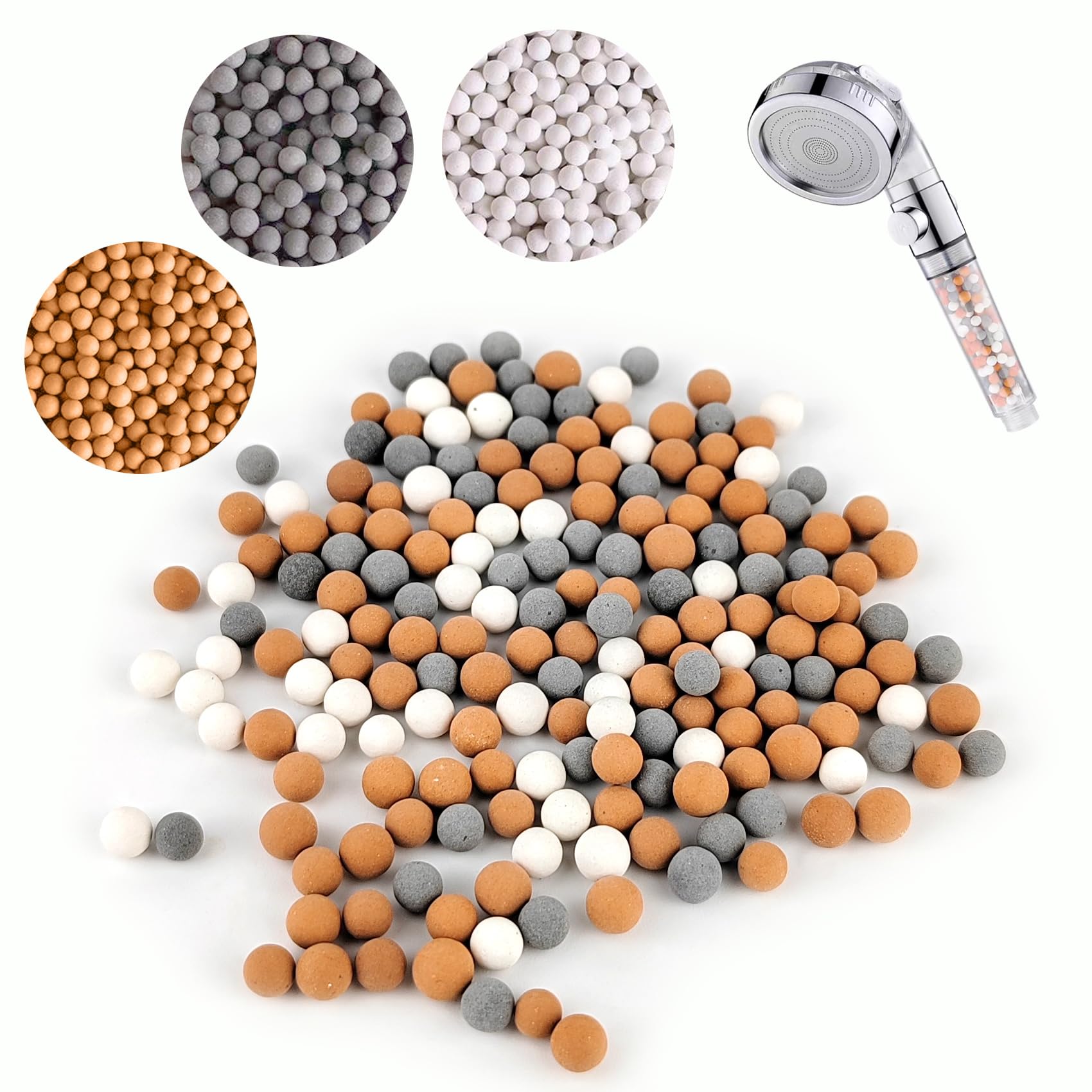 2 Pack-50 Grams Mineral Shower Filter Replacement, Purifying Water Beads, Nature Stone Beads for Shower Head Filter (2, Mixcolor)