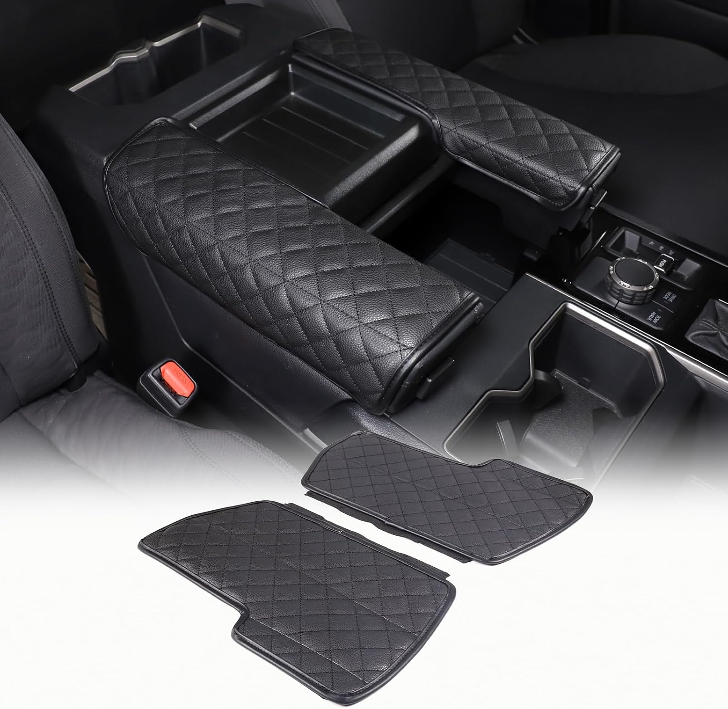 CHEAYAR Center Console Armrest Box Cover Kit Compatible with Toyota Tundra 2022 2023 2024 2025 Toyota Sequoia 2023 2024 2025, Console Armrest Cushion Automotive Customized Cushion (Black)