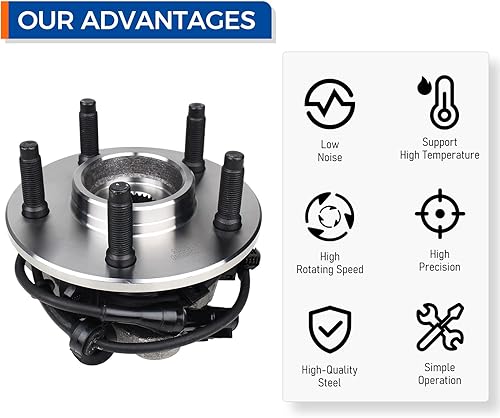 Miniatura 6 de PAROD Par 515003 Conjunto de rodamiento de cubo de rueda delantera para Mercury Mountaineer 1997-2001, Ford Explorer 1995-2001, Ranger 2001-2009,