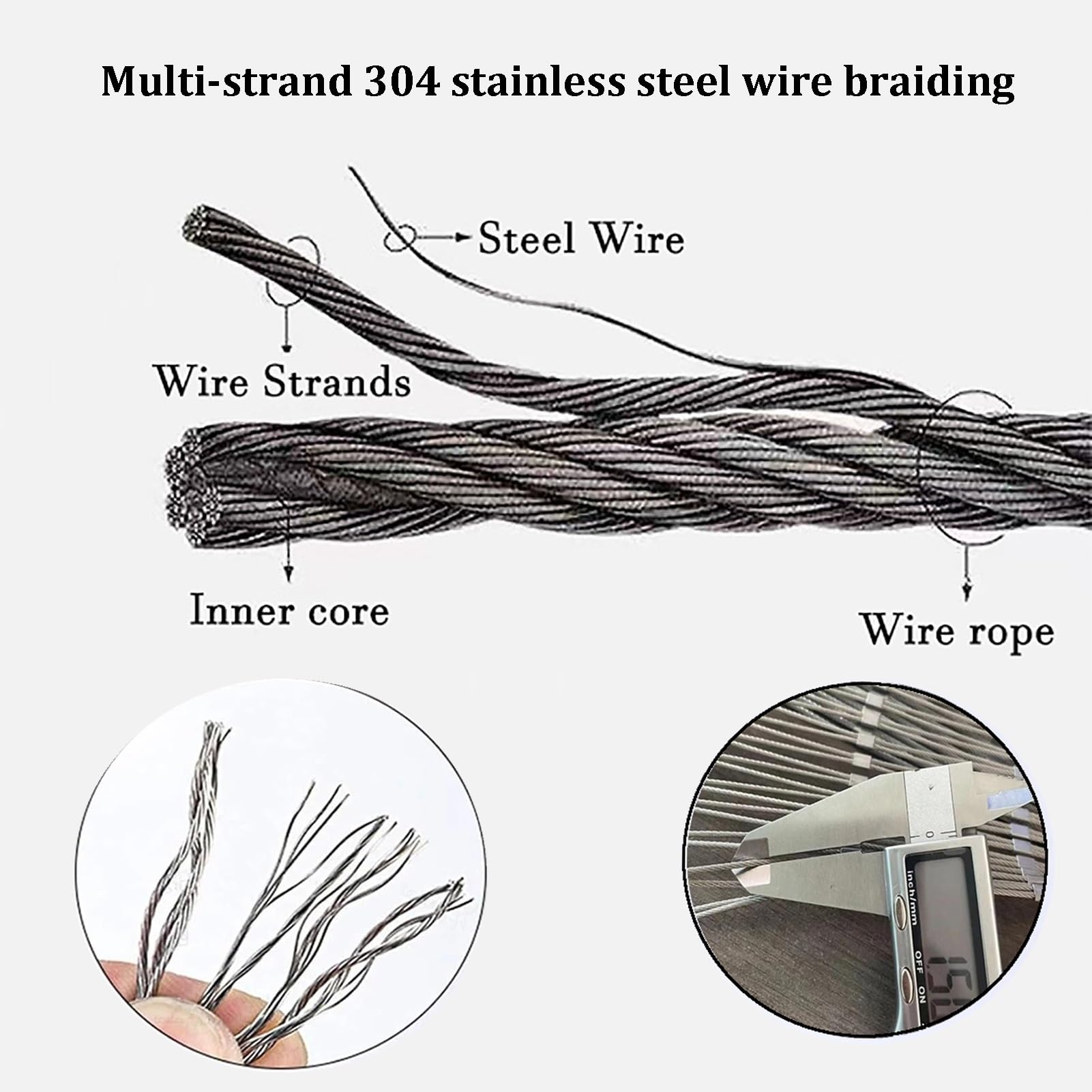 Mailles Grille MéTallique 304 Filet de Corde en Acier Inoxydable, 10cm/1,5mm Clôture Tissée Antivol À Connexion Instantanée, Filet de Sécurité(WxL:0.8x9m)