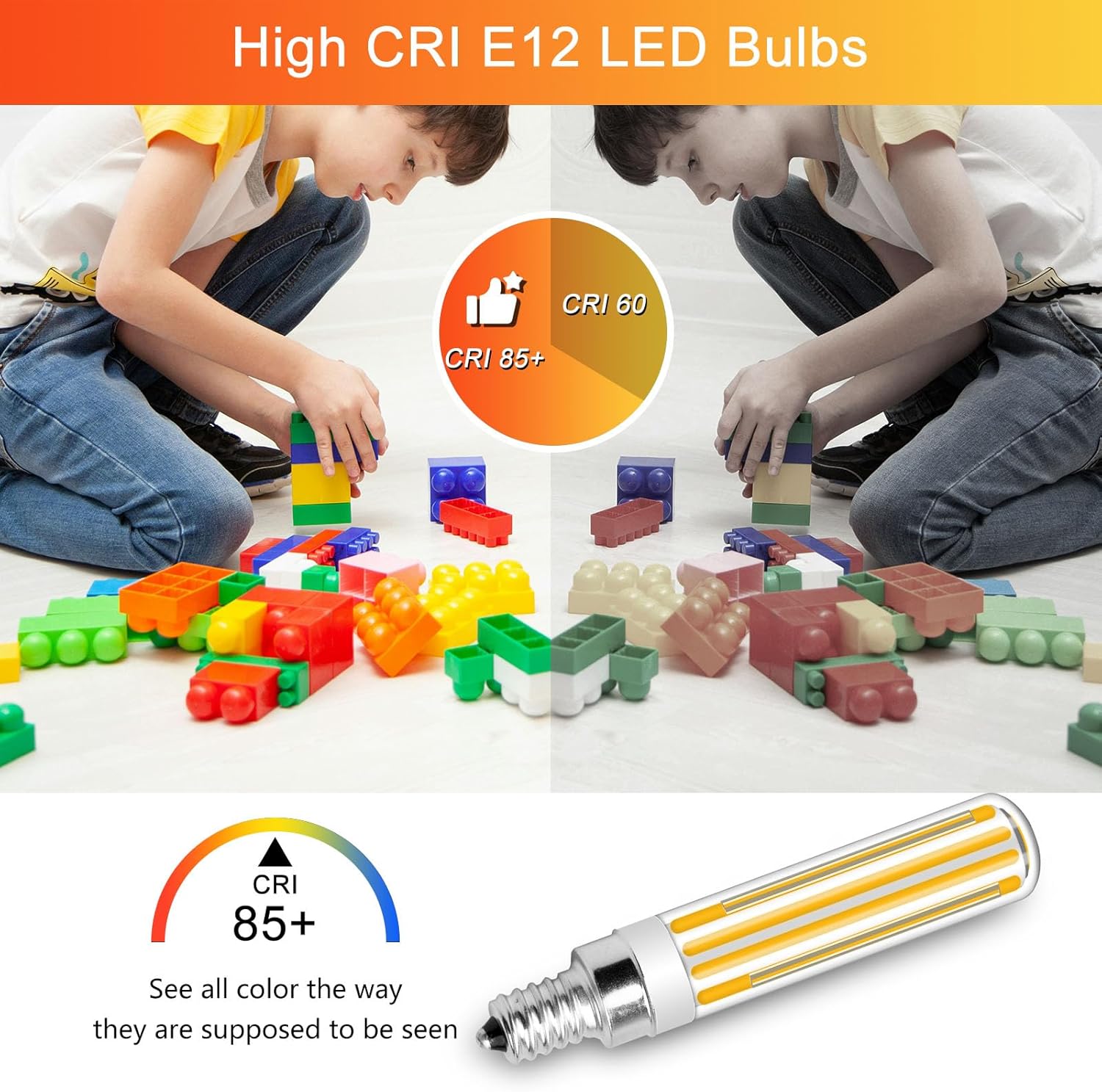 Updated Dimmable E12 LED Bulbs 120W 100W Incandescent Bulb Equivalent,Super Bright E12 Candelabra Bulb COB E12 LED Corn Bulb 12W 1300LM Bulbs, Warm White 2700K, Pack of 5