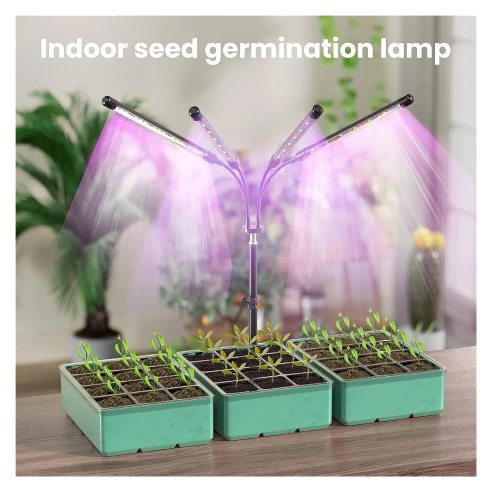 Lámpara de Plantas, Luces de cultivo for plantas de interior, luz LED de espectro completo for plantas con soporte (trípode ajustable de 15-60 pulgadas for plantas de suelo, rojo/azul/