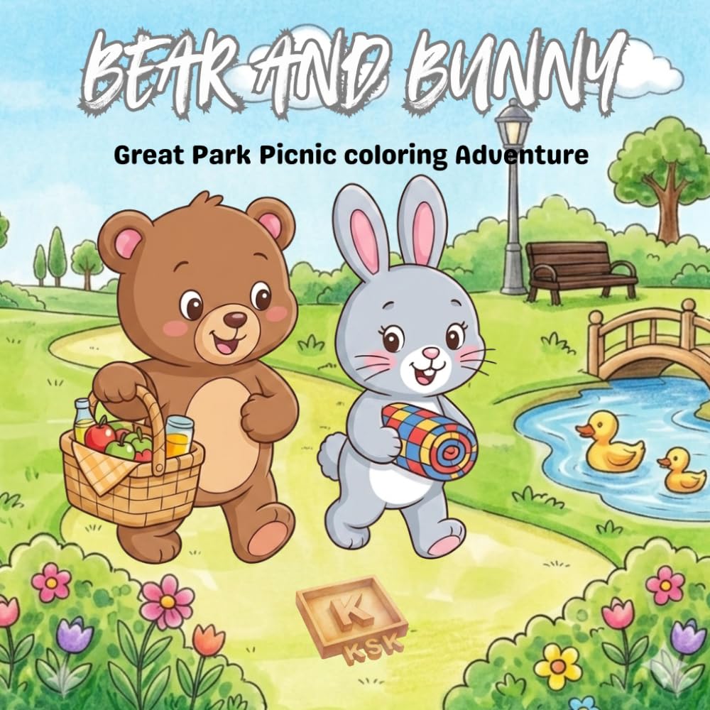 Bear and Bunny: Great Park Picnic coloring Adventure