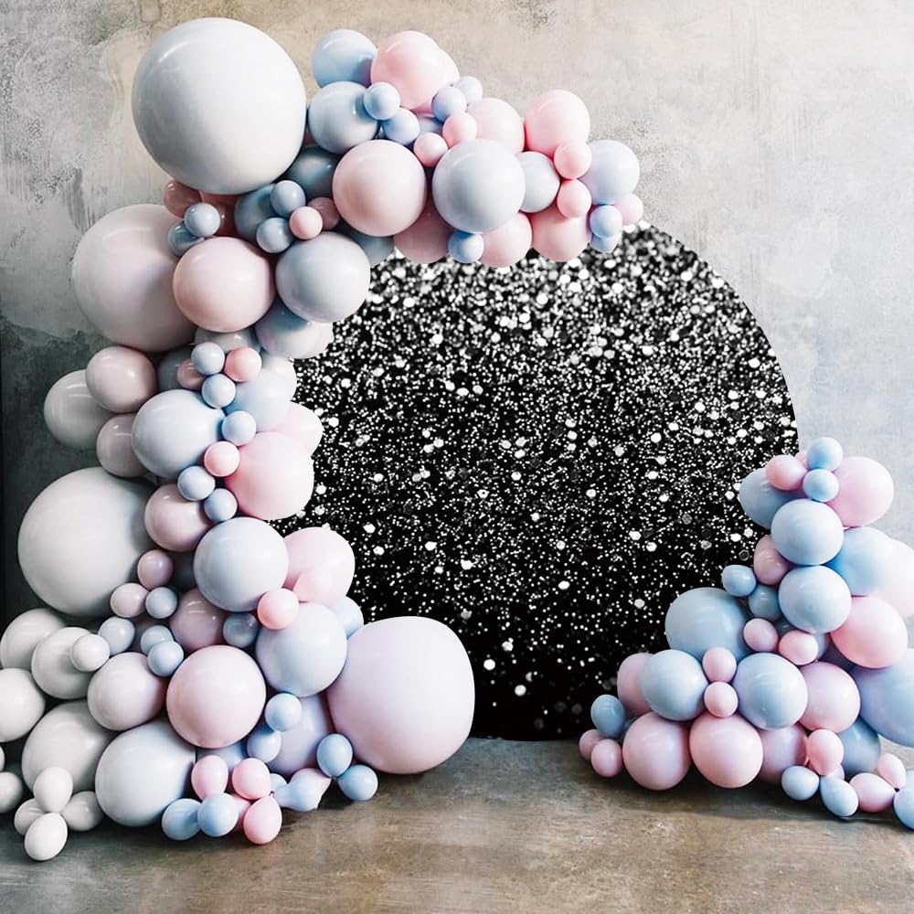 Sfondo Rotondo Compleanno Nero E Oro - Telo 2m Per Feste, Foto, Baby Shower