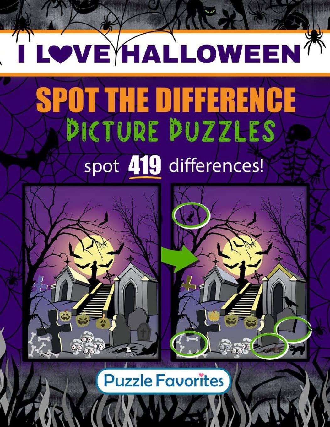 Spot the Difference "I Love Halloween" Picture Puzzles: Book Featuring Halloween Illustrations in Fun Spot the Difference Puzzle Games to Challenge