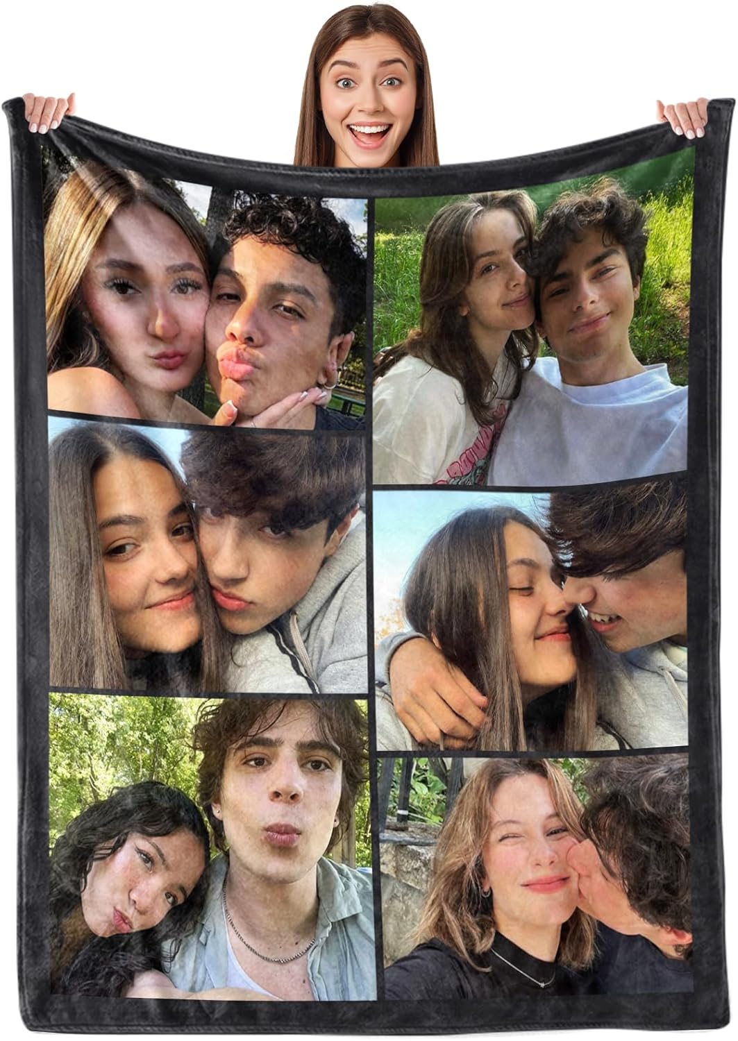 Custom Sherpa Fleece Blanket Girlfriend Boyfriend Gifts Customized Photo Thick Blankets Personalized Throw Blanket with Picture for Couples Birthday Valentines Day Blanket Gifts for Husband Wife