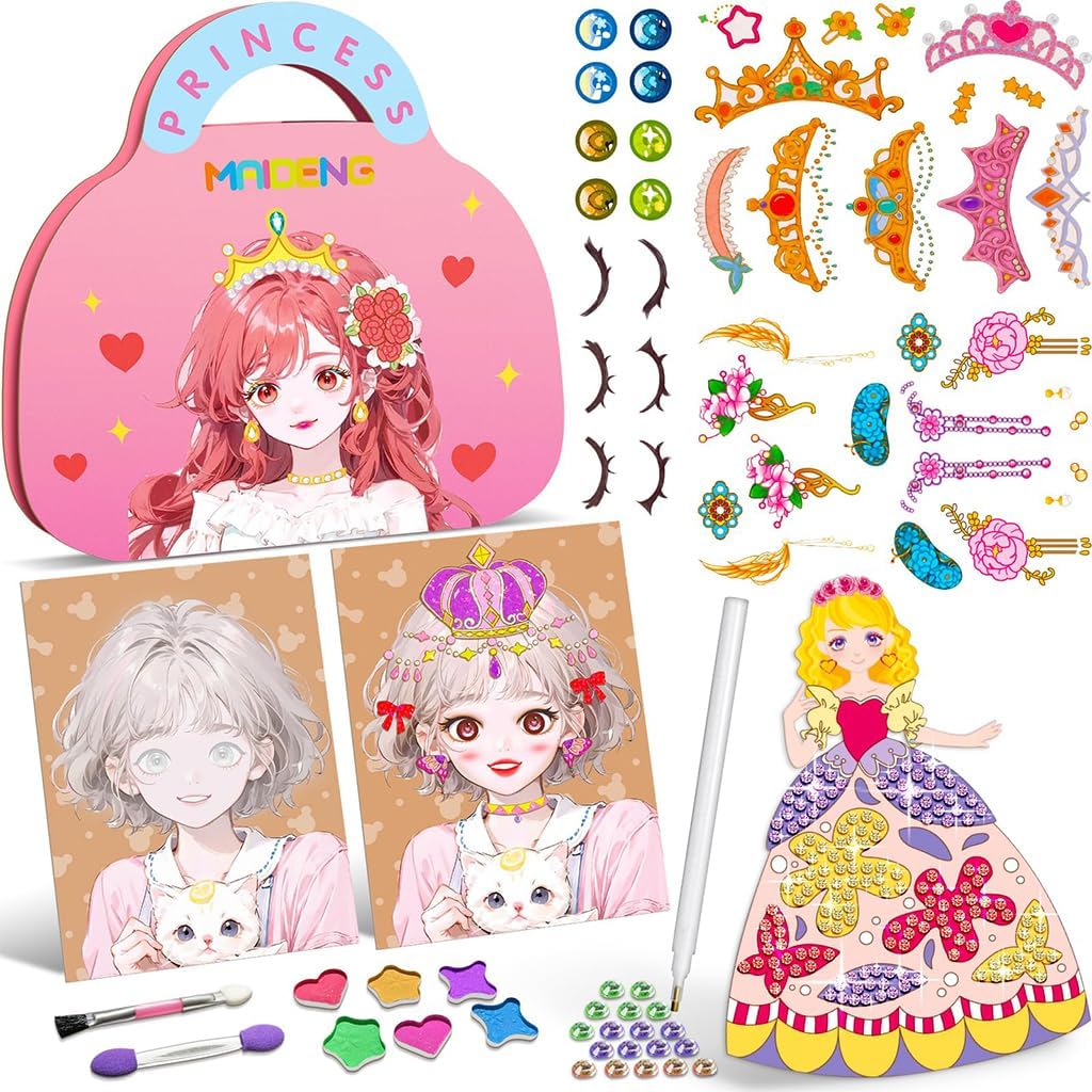 SuppaBizz Diamond Painting Art Kit for Girls Makeup Game Book with Tools – Cute Manga Princess Art Craft Activity for Kids,Birthday Gift SuppaBizz Diamond Painting Art Kit for Girls Makeup Game Book with Tools – Cute Manga Princess Art Craft Activity for Kids,Birthday Gift