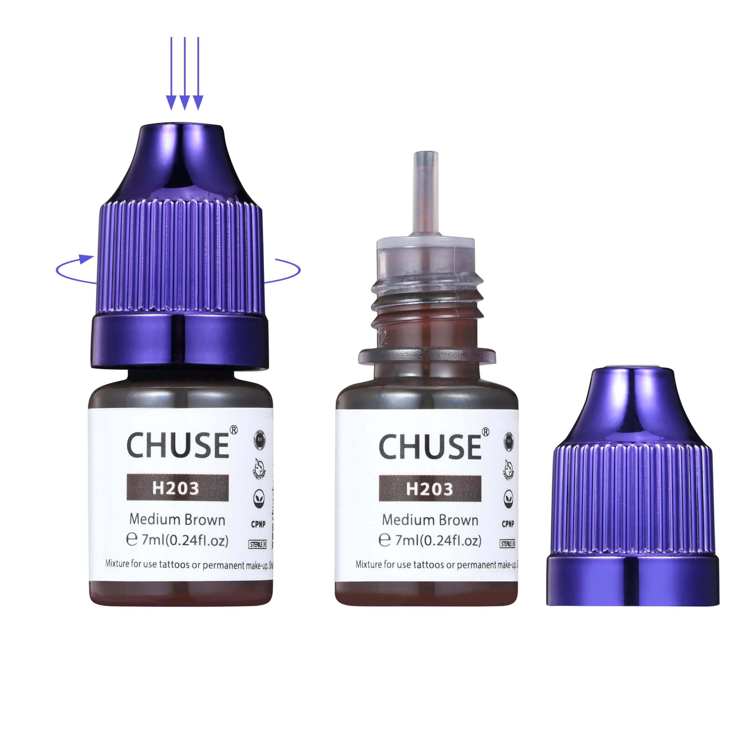 CHUSE PMU Hybrid Liquid Eyebrow Pigments 0.24oz/7ml (H203 Medium Brown), 7 ml - Image 2
