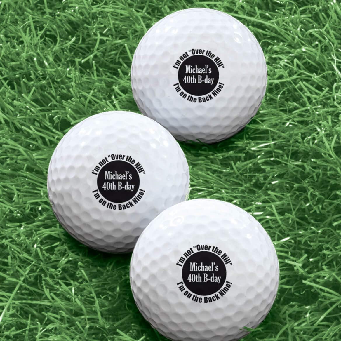 Exposures Custom White Golf Balls Set of 6 - Gifts for Birthdays, Stocking Stuffers, Party Favors - Over The Hill Design