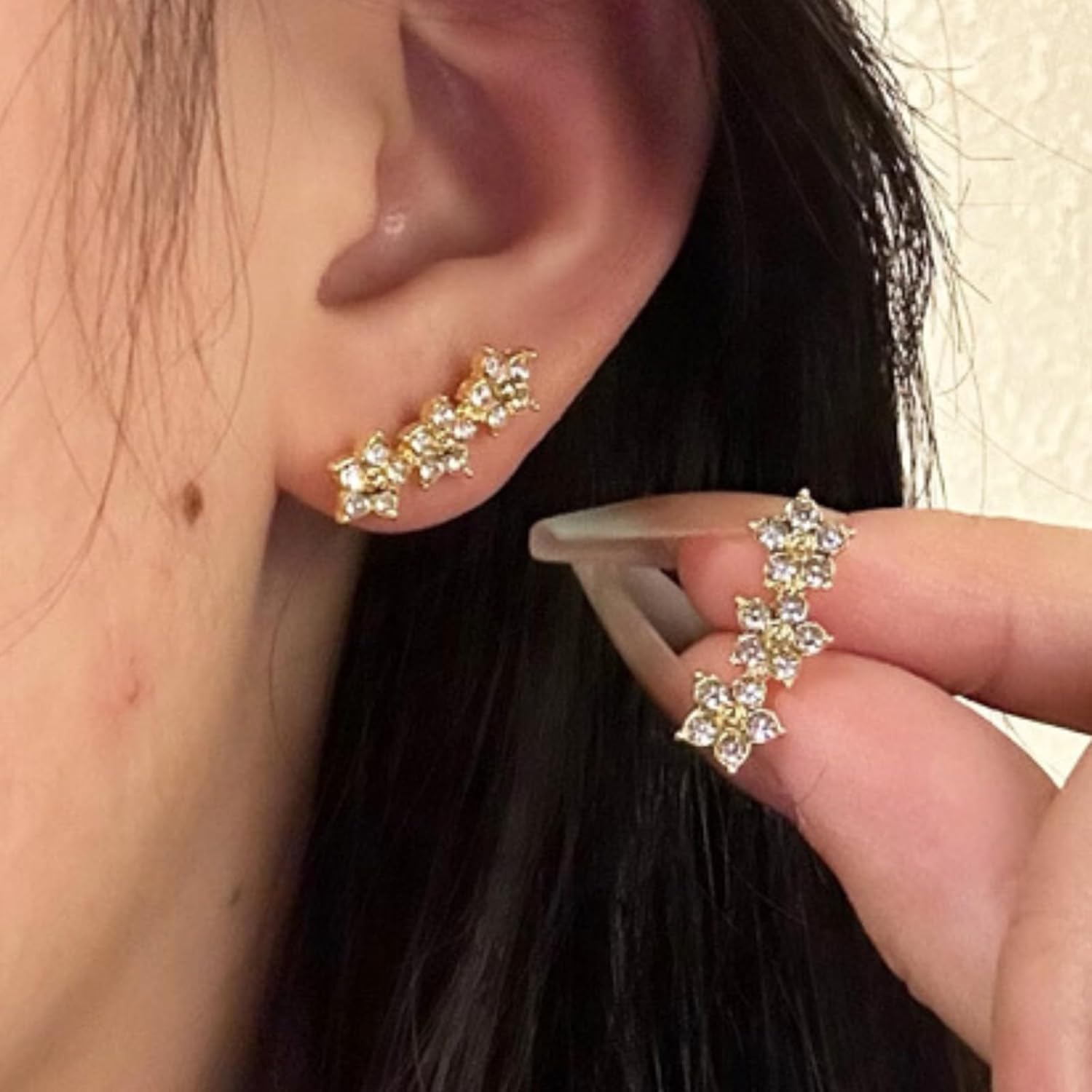 Gold Star Earrings Ear Climber Small Stud Earrings for Women Minimalist Statement Gold Jewelry Accessories for Party Holiday Outfits Trendy Jewelry Gifts - Image 2