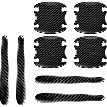8 PCS Car Door Handle Scratch Protectors, Carbon Fiber Pattern Car Door Bowl Sticker, Auto Doors Handles Paint Guard Cover, Universal Doors Handles Cup Protective Film for Cars Black
