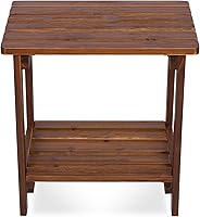 Vista 3 de Shine Company Providence - Mesa auxiliar rectangular de madera maciza, mesa de patio Adirondack para exteriores, roble