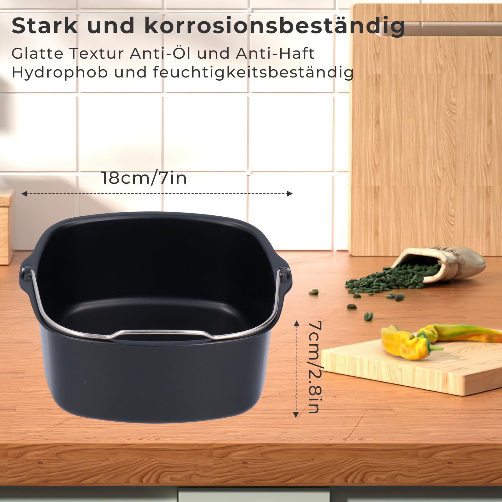 Ejoyous Foremka do frytkownicy na gorące powietrze, forma do pieczenia ciasta, Airfryer, akcesoria, patelnia do pieczenia chleba, frytkownica do HD9925 HD9860 HD9905 01 (18 cm), EJOYOUSO62CYS8TFK-11