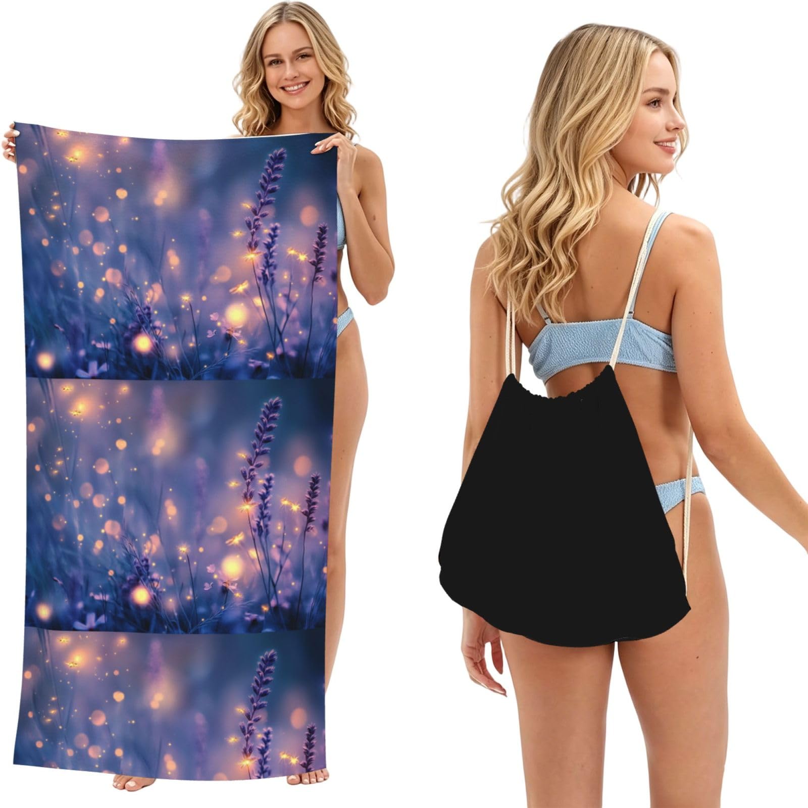 SKGOHLH garden surrounded 2in1 Packable Beach Towel Bag Women