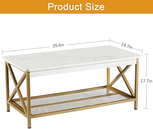Miniatura 2 de VECELO Mesa auxiliar con estante de almacenamiento de 2 niveles, marco en X para sala de estar, oficina, estilo industrial, fácil montaje, 39