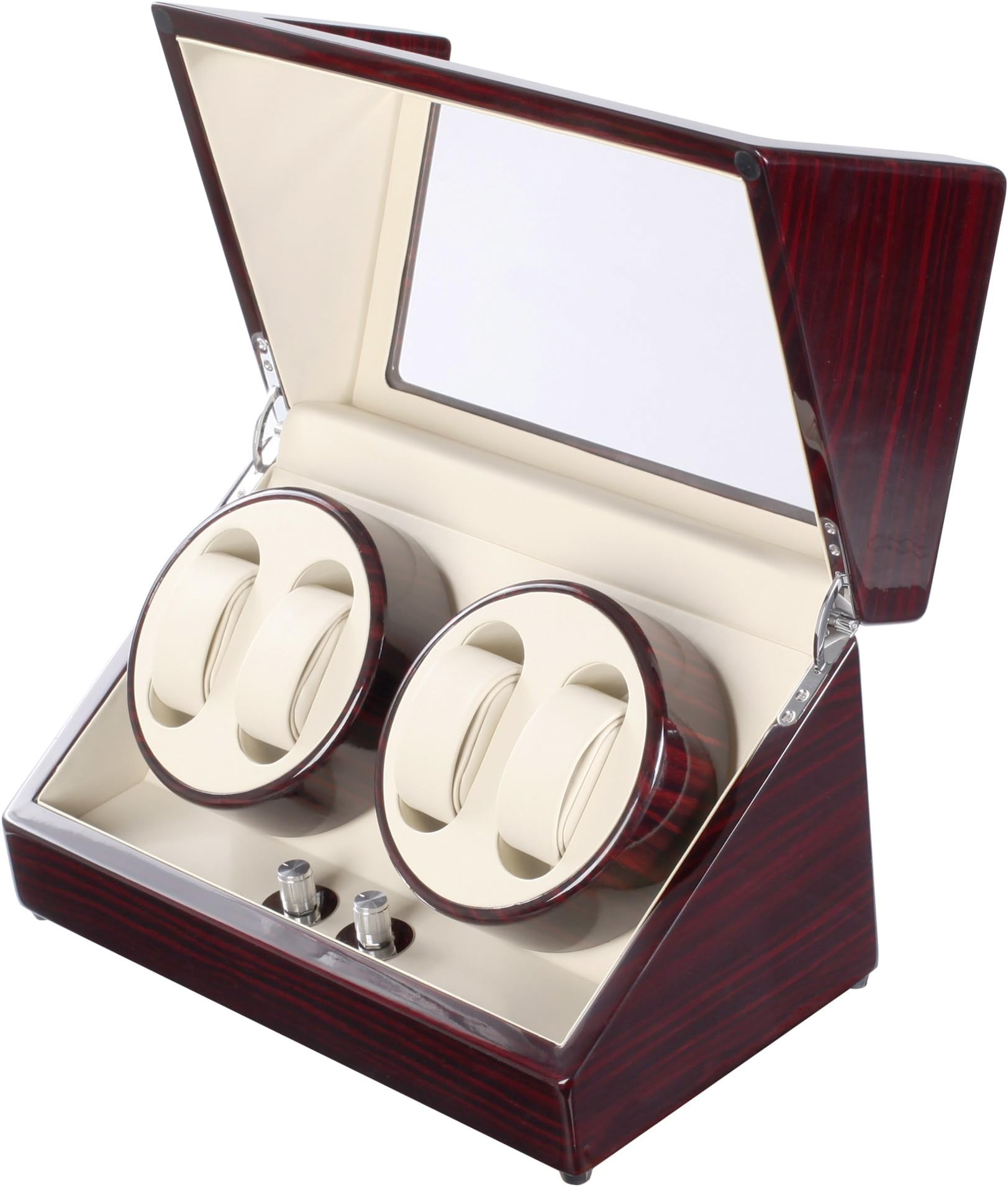 DENO Watch Winder, 4 Watch Winder for Man to Storage Watches, 2 Watch Winder Dual Watch Winder Watch Winder Box Display Watch with 4 Modes, Ebony Automatic Watch Winder with Quiet Mabuchi Motor