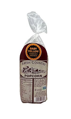 Amish Country Popcorn  Bolsa de 1 libra  Granos de palomitas de maíz amarillo bebé  Anticuado, sin OMG y sin gluten (amarillo bebé, bolsa de 1 libra)