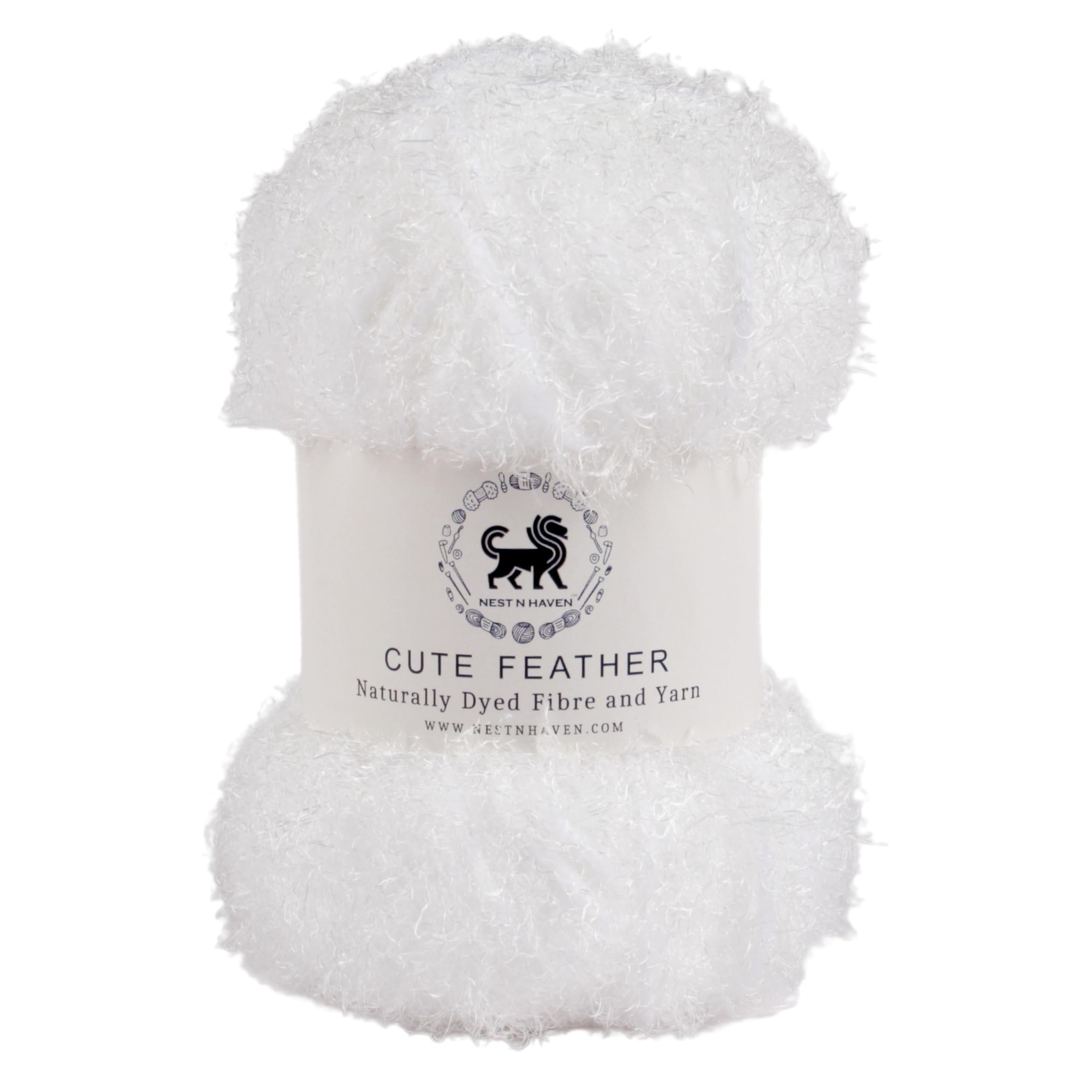 NESTNHAVEN Cute Feather Yarn, Supersoft Hand Knitting Crochet Yarn, (1 Ball/100 Gram Each), Ideal for Crafting, Toys, Babywear, and Blankets, Shade No.CH001 (White)