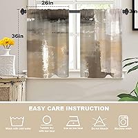 Vista 985 de Cenefas de cocina modernas con patrón de cobre marrón dorado para ventanas, cenefas opacas abstractas de marcas de arañazos y cortinas opacas