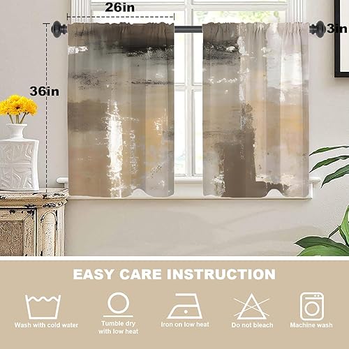 Miniatura 985 de Cenefas de cocina modernas con patrón de cobre marrón dorado para ventanas, cenefas opacas abstractas de marcas de arañazos y cortinas opacas