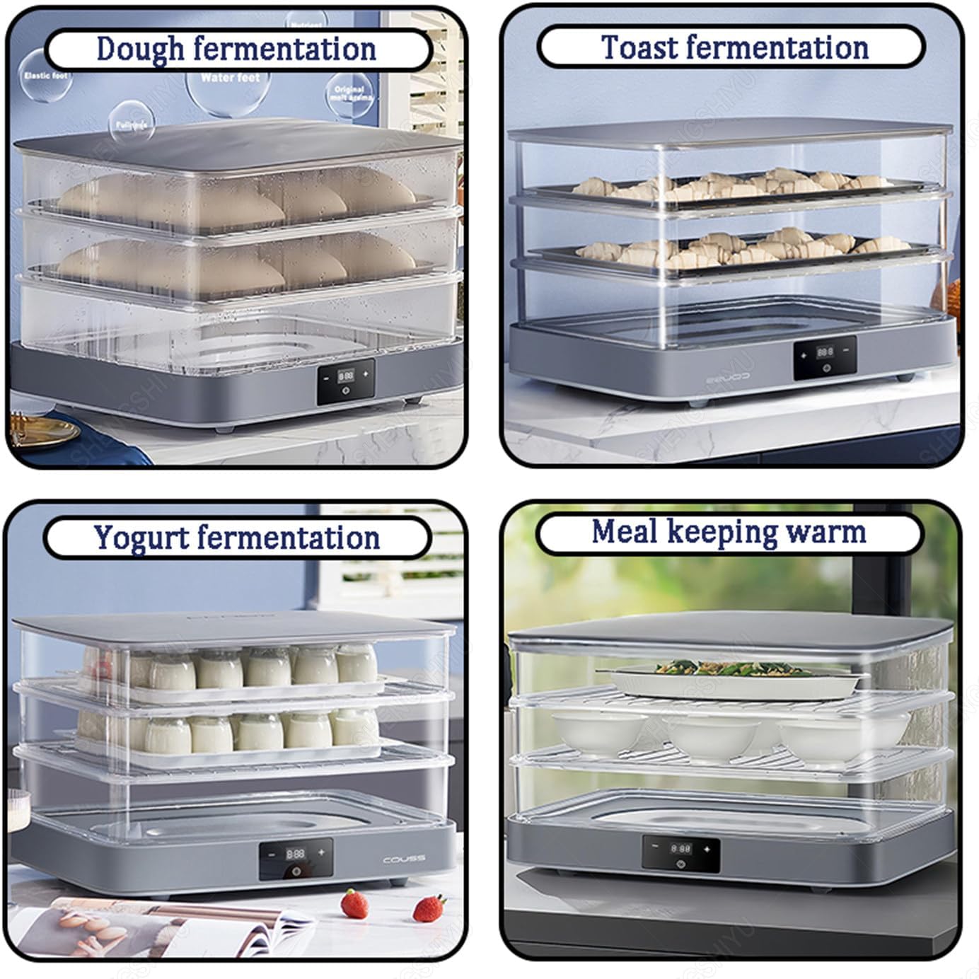 Electric Bread Proofing Box,Smart Touch Control,Auto Humidity,40L Large Capacity,Double-Layer,Dough Proofer with Heater for Dough,Toast,Yogurt Fermentation & Food Warming