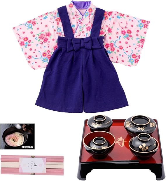 Amazon Co Jp お食い初め 袴カバーオール女の子 ファッション