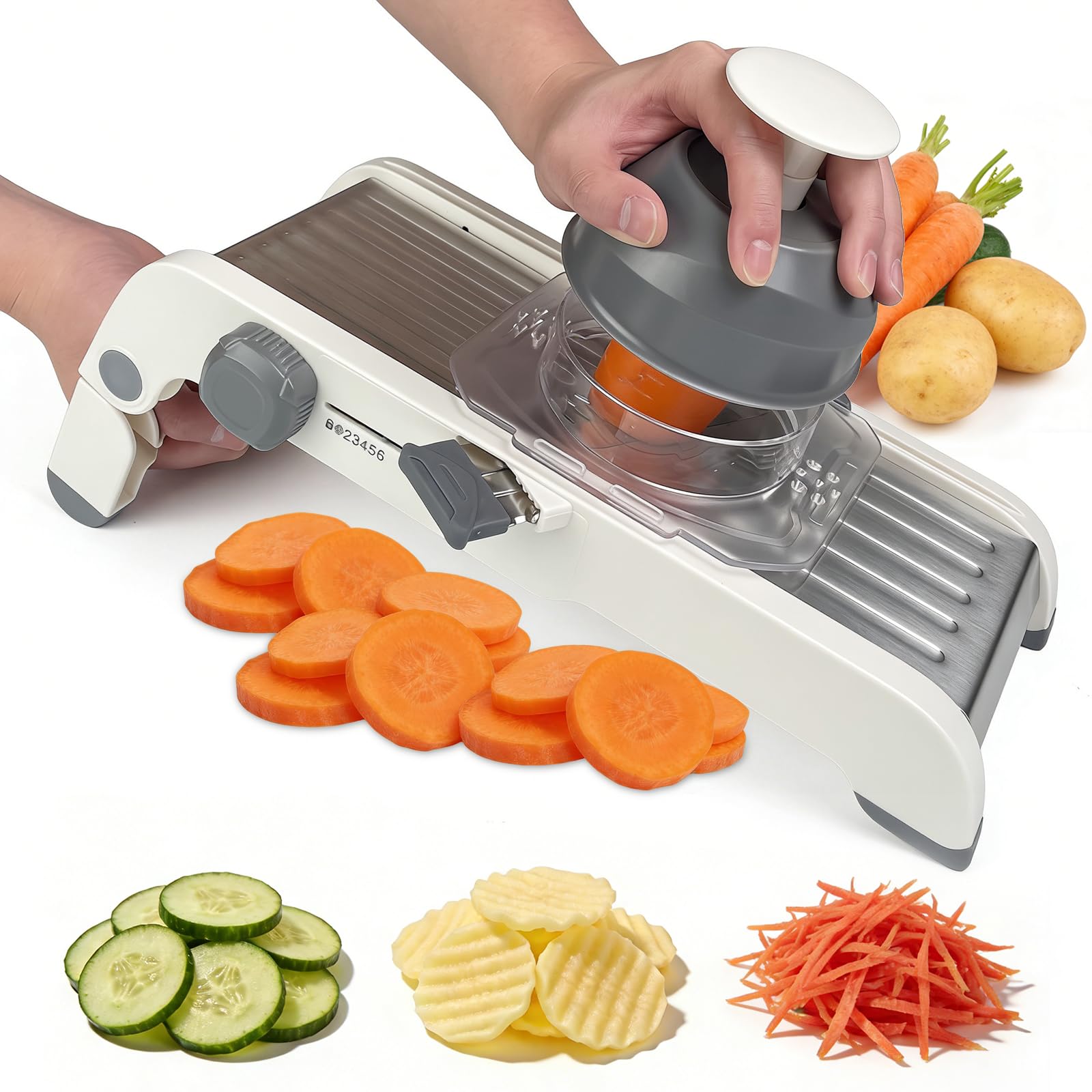 Mandoline de cuisine multifonctions réglable en acier inoxydable