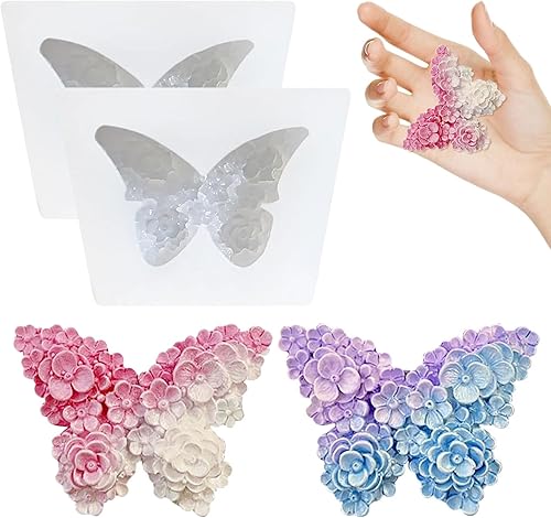 Molde de silicona de 2 piezas de mariposa, moldes de silicona de 2.0 in de ancho, moldes de yeso para fundición, moldes de silicona para proyectos