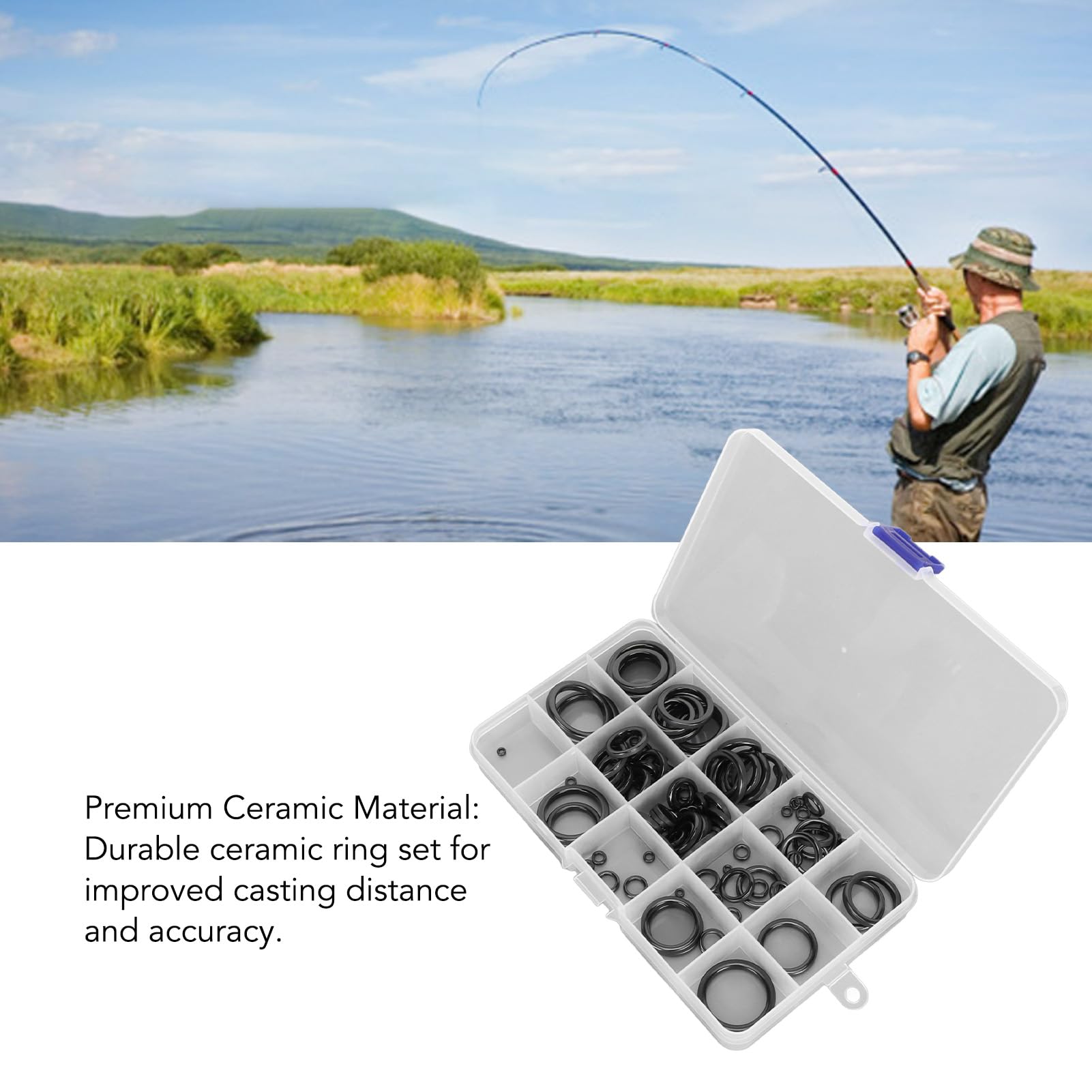 7 anelli guida per canna da pesca 8 # -30 # K di riparazione per canna da pesca Telaio in acciaio inossidabile Set di sostuzione dell'anello in ceramica da 0,96-3,3 cm  18