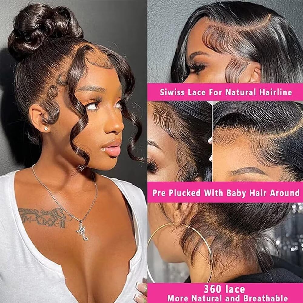 360 Lace Front Wig Human Hair Body Wave 180 Density Glueless Pre Plucked 36 Inch Body Wave 360 Lace Front Wigs Human Hair Hidden  main image 4