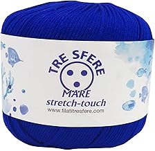filati italiani Mare Stretch 50g, per Costumi e acreazioni estive (Bluette - 02)