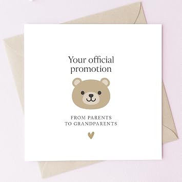 TEEMI-Grandparent Pregnancy Announcement Card Your Official Promotion from Parents to Grandparents Cute Baby Reveal Greeting Card for Mom and Dad, First Grandchild Gift, 5.7x5.7 Card with Envelope, Premium 300gsm Paper