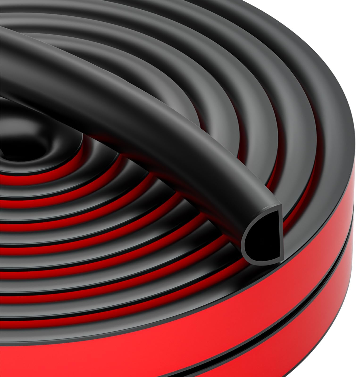 Silicone Weather Stripping Door Seal Strip,Door Weather Stripping,Self-Adhesive Door Seal Strip for Door Frame Weatherstripping Soundproofing Insulation (Black-D, 3/8" (W) x 1/4" (T) x 23' (L))