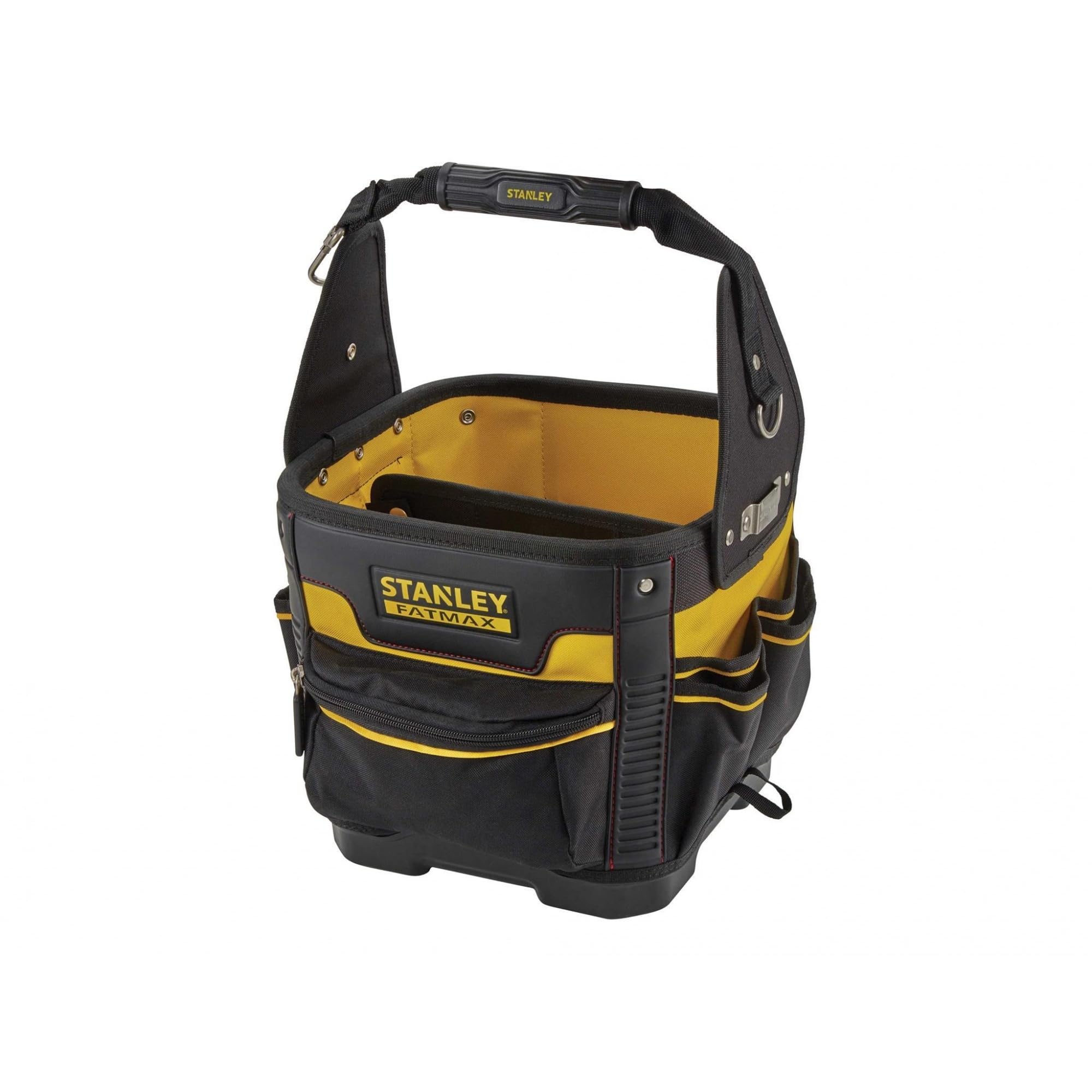Stanley FatMax Werkzeugtasche / Transporttasche (29x29x38cm, robustes 600 Denier Nylon, ergonomischer Handgriff und Schultergurt, entnehmbare Teiler mit Gürtelclip, elastische Halterungen) 1-93-952