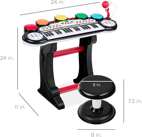 Vista 21 de Mejor elección productos para niños, teclado electrónico musical, 37 teclas y micrófono, Rosado