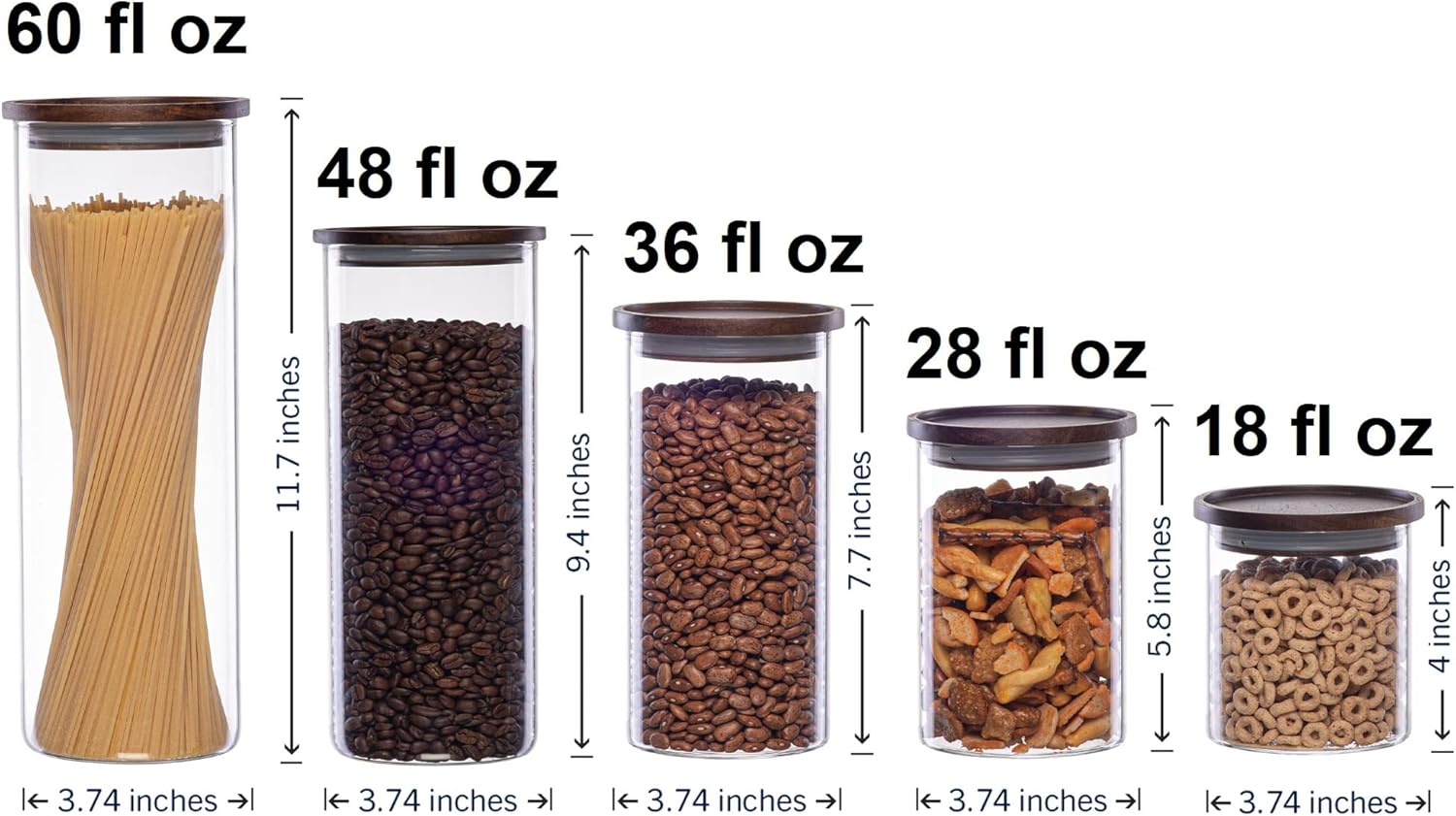 Get Popular Offer Essos Glass Jars with Wood Lids Set of (4) of 28 fl oz Airtight and Stackable Storage Containers for the Kitchen or Pantry Canister Wooden Lid holds Food Cookies