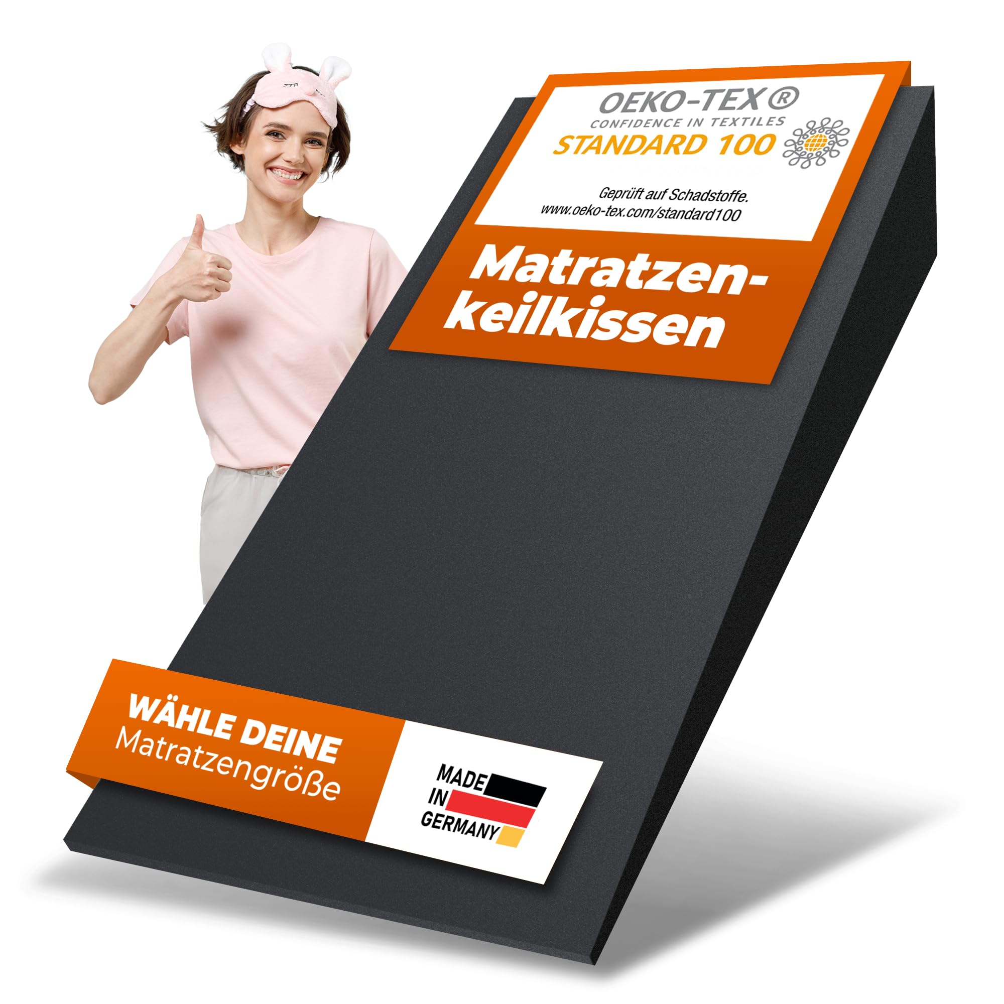saarschaum • Keilkissen-Matratzenkeil • Orthopädische Keilmatratze zur Bettneigung • Erhöhungskeil für gesündere Schlafposition • Schräg schlafen • 90x200cm FSA 2750