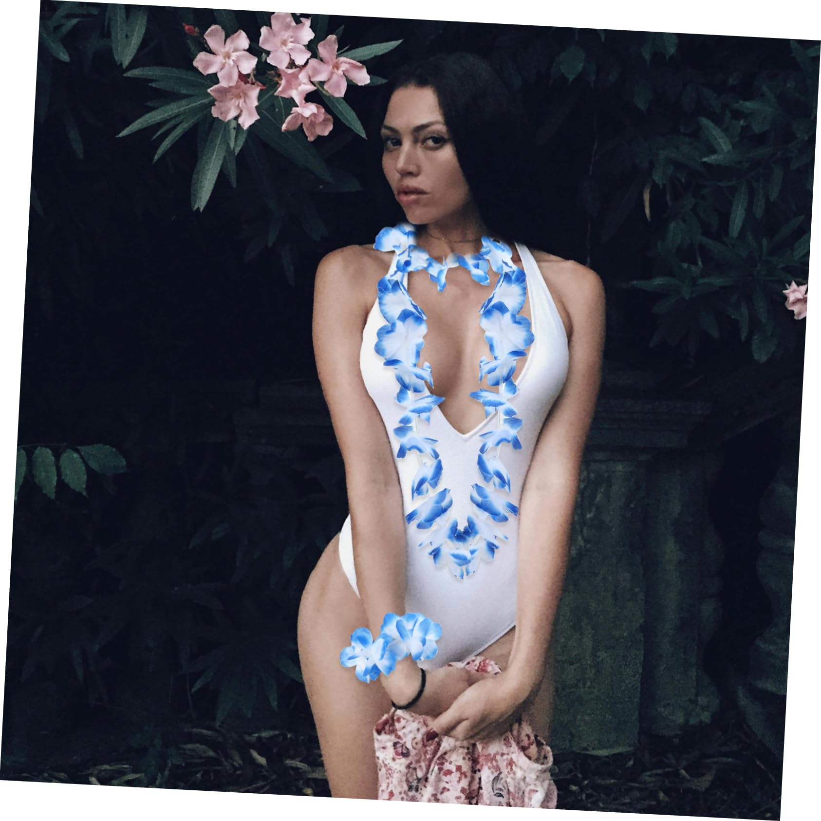 6 juegos Conjunto de Decoración Hawaiana Faldas de Césped y Guirnaldas de Flores para Fiestas Tropicales para Luau Bodas