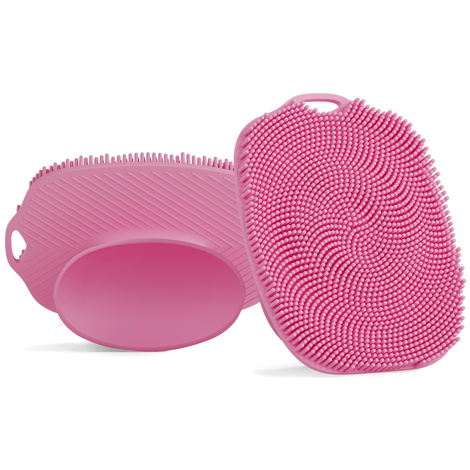 2 PCS Face Scrubber, Soft Silicone Face Exfoliator with Suction Cup for Man and Women Deep Skin Clean, Gentle Facial Cleaning Brush Suitable for All Sensitive Skin (Pink)